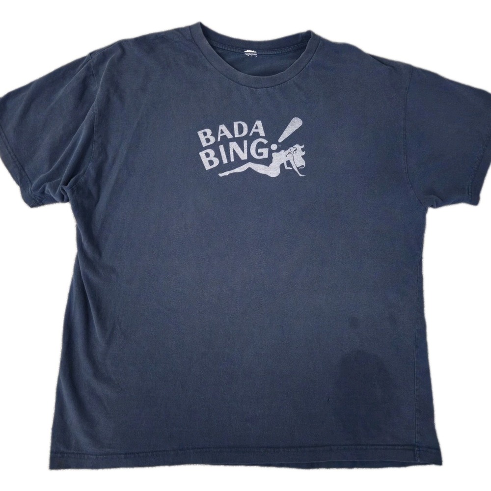Vintage Sopranos Bada Bing Shirt Mens 2XL Blue Graphic Tee 2000s HBO Official
